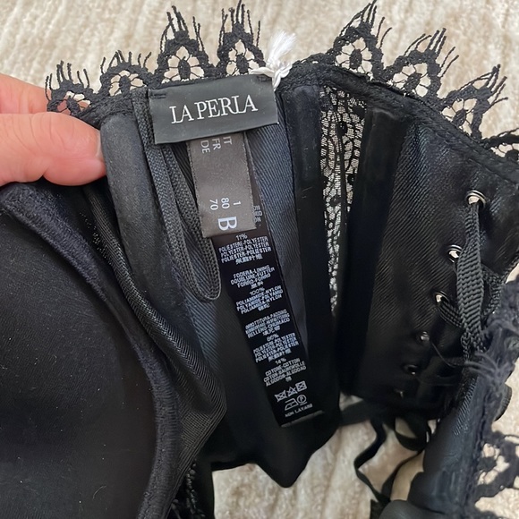 La Perla NWT Seta/Silk bra corset with lace detailing in black size 32B - Picture 9 of 9